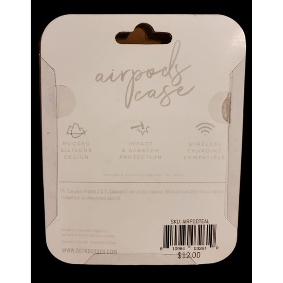 Airpod Silicone Case Teal Blue w/ Carry Clip for Airpods 2 & 1 - Picture 2 of 2